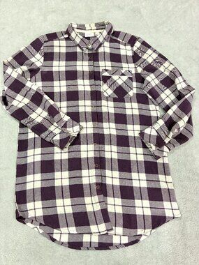 Purple & White Plaid Flannel Women's Size Small